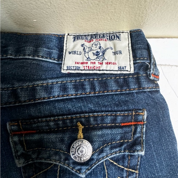 True Religion Straight Leg Flaps Picket Stitch Boys Zip Fly Vintage Blue sz 10 - Picture 9 of 16